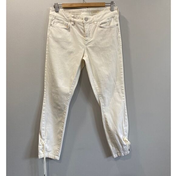 Anthro Pilcro & The Letterpress White Cropped Jeans With Ankle Tie - Picture 2 of 9